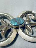 Very Heavy Rare Turquoise Vintage Native American Navajo Sterling Silver Buckle-Nativo Arts