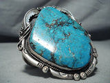 One Of Biggest Best Vintage Native American Navajo Morenci Turquoise Sterling Silver Bracelet-Nativo Arts
