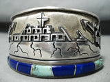 Important Vintage Native American Hopi Phillip Sekaquaptewa Turquoise Sterling Silver Bracelet-Nativo Arts
