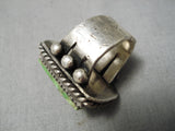 Huge Vintage Navajo Gaspeite Sterling Silver Native American Ring Old-Nativo Arts