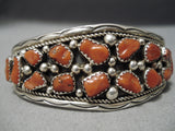 Chunyk Coral Navajo Sterling Silver Native American Bracelet Cuff-Nativo Arts