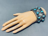 102 Gram Heavy San Felipe Turquoise Sterling Silver Coin Bracelet-Nativo Arts