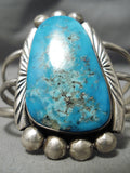 Opulent Vintage Native American Navajo Blue Gem Turquoise Sterling Silver Bracelet Old-Nativo Arts