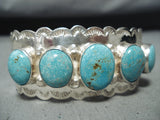 Signed San Felipe Native American Turquoise Sterling Silver Bracelet-Nativo Arts