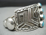 Incredible Technique!! Vintage Native American Navajo Slanted Turquoise Sterling Silver Bracelet-Nativo Arts