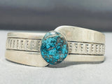 Important Unique Design Vintage Native American Navajo Turquoise Sterling Silver Bracelet-Nativo Arts
