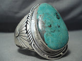 One Of The Biggest Native American Navajo Green Turquoise Sterling Silver Bracelet-Nativo Arts