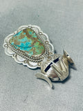 Fascinating Signed Native American Navajo Royton Turquoise Sterling Silver Kachina Pin Pendant-Nativo Arts