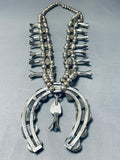 272 Gram Vintage Native American Navajo Turquoise Sterling Silver Squash Blossom Necklace-Nativo Arts