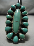 Magnificent Vintage Native American Navajo Green Turquoise Sterling Silver Ring-Nativo Arts