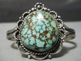So Vivid!! Vintage Native American Navajo Carico Lake Turquoise Sterling Silver Bracelet Old-Nativo Arts
