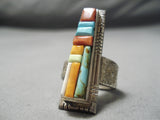 Museum Vintage Native American Navajo Turquoise Inlay Sterling Silver Ring-Nativo Arts