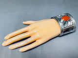 Most Unique Vintage Native American Navajo Domed Sandstone Signed Sterling Silver Bracelet-Nativo Arts