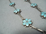 Attractive Vintage Native American Zuni Blue Gem Turquoise Sterling Silver Necklace Old-Nativo Arts