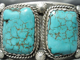 Amazing Vintage Native American Navajo Spiderweb Turquoise Sterling Silver Bracelet-Nativo Arts