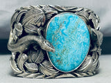 Native American 217 Gram Monster Lizard San Felipe Turquoise Sterling Silver Bracelet-Nativo Arts