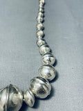 Rare Longer Vintage Native American Navajo Sterling Silver Bead And Long Cone Necklace-Nativo Arts