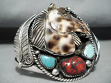 Native American Important Hand Carved Horse Turquoise Sterling Silver Bracelet Francisco Gomez-Nativo Arts