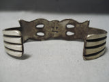 Incredible Vintage Native American Zuni Sterling Silver Blue Diamond Turquoise Bracelet-Nativo Arts