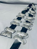 Vince Platero Huge Butterlfy Vintage Native American Navajo Sterling Silver Concho Belt-Nativo Arts
