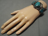 Superior Vintage Native American Navajo Blue Diamond Turquoise Sterling Silver Bracelet Old-Nativo Arts