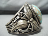 Tony Skeets Vintage Native American Navajo #8 Turquoise Sterling Silver Leaf Bracelet-Nativo Arts