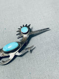 Wonderful Vintage Native American Navajo Sleeping Beauty Turquoise Sterling Silver Pin-Nativo Arts