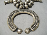 Important Vintage Native American Navajo Gene Turquoise Sterling Silver Squash Blossom Necklace-Nativo Arts