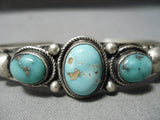 Breathtaking Vintage Native American Navajo Carico Lake Turquoise Sterling Silver Bracelet-Nativo Arts