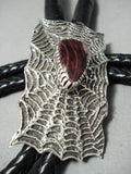 Heavy Detailed Vintage Native American Navajo Spiderweb Sterling Silver Bolo Tie-Nativo Arts