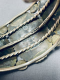 Heavy Gauge Thick Vintage Native American Navajo Green Turquoise Sterling Silver Bracelet-Nativo Arts