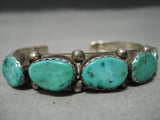 Chunky Vintage Native American Navajo Turquoise Sterling Silver Coiled Bracelet Old-Nativo Arts