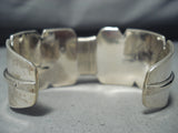 Heavy Intricate Hand Tooled Vintage Native American Navajo Sterling Silver Bracelet-Nativo Arts