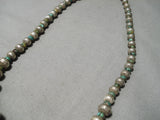 Unique-bead Vintage Native American Navajo Turquoise Sterling Silver Necklace Old-Nativo Arts