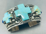 The Best Vintage Native American Navajo Cross Turquoise Sterling Silver Al Jake Bracelet (d)-Nativo Arts