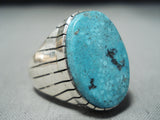 Tremendous Native American Navajo Kingman Turquoise Sterling Silver Ring-Nativo Arts