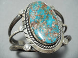 Authentic Vintage Native American Navajo Rare Turquoise Sterling Silver Bracelet Old-Nativo Arts