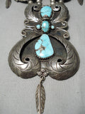 One Of The Best Biggest Vintage Native American Navajo Turquoise Sterling Silver Necklace Old-Nativo Arts