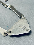 Important Vintage Native American Navajo Lander Blue Turquoise Sterling Silver Necklace-Nativo Arts
