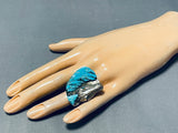 Native American One Of The Most Unique Ever Vintage Navajo Turquoise Horse Sterling Silver Ring-Nativo Arts
