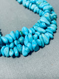 Hand Tooled Tubule Sterling Silver Vintage Native American Navajo Turquoise Necklace-Nativo Arts
