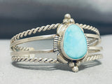 Dynamic Native American Navajo Blue Gem Turquoise Sterling Silver Bracelet-Nativo Arts