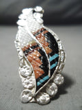 Impressive Vintage Native American Zuni Turquoise Sterling Silver Ring Old-Nativo Arts