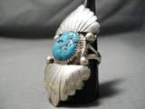 Important Huge Vintage Native American Navajo Turquoise Double Flank Sterling Silver Ring-Nativo Arts