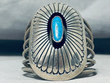 Monumental Vintage Native American Navajo Kingman Turquoise Sterling Silver Bracelet Signed-Nativo Arts