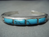 Stunning Vintage Native American Navajo Blue Diamond Turquoise Sterling Silver Bracelet Old-Nativo Arts