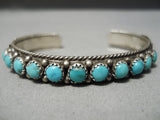 Intricate!! Vintage Native American Navajo Snake Eyes Turquoise Sterling Silver Bracelet Old-Nativo Arts