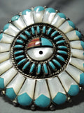 One Of The Most Intricate Vintage Native American Zuni Turquoise Sterling Silver Bracelet-Nativo Arts