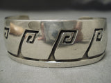 Longer Waving Vintage Native American Navajo Sterling Silver Hand Tooled Bracelet Old-Nativo Arts