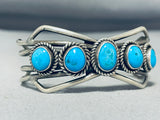 Marvelous Vintage Native American Navajo Kingman Turquoise Sterling Silver Bracelet-Nativo Arts
